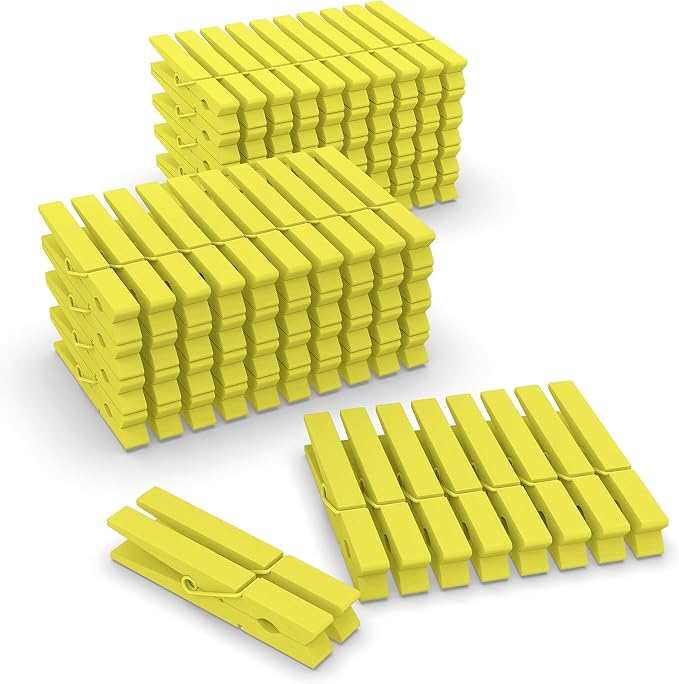 100 Pcs Yellow Clothes pins by FEFU