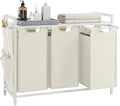 VASAGLE Laundry Hamper with Shelf, 3 Pull-Out Bags, 3 x 10.6 Gallons by Unknown