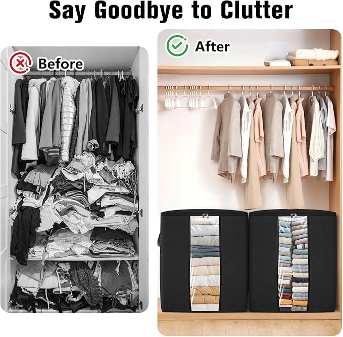 6 Pack Clothes Storage Bags 80L Blanket Storage Container - Image 4