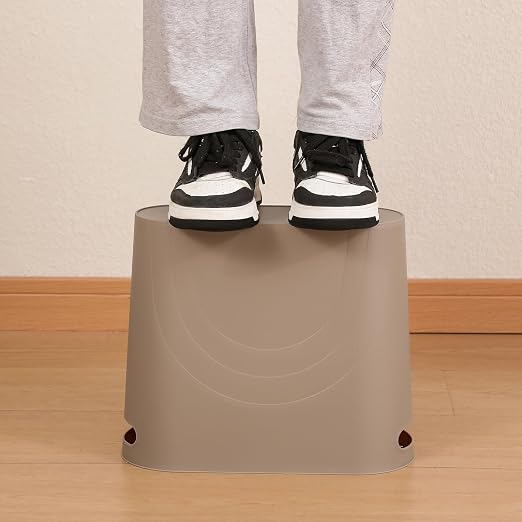rejomiik Small Bathroom Trash Can, 3.5 Gallon Slim Garbage Can, Khaki | Plastic - Image 4