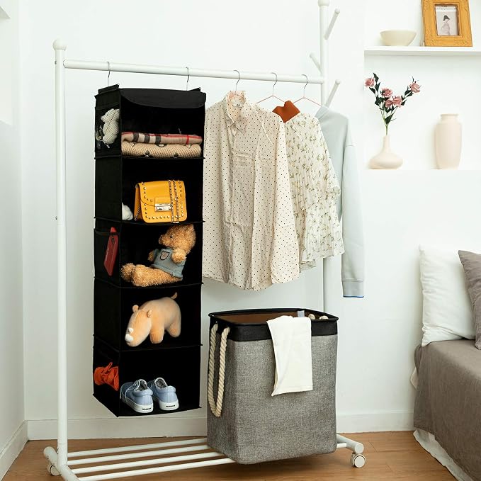 2 Pack Hanging Closet Organizer, 5 Shelves Hanging Storage - Image 2
