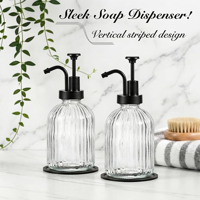 SheeChung 12oz Clear Glass Liquid Soap Dispenser, 1 Pack | Elegant Hand Soap - Image 3