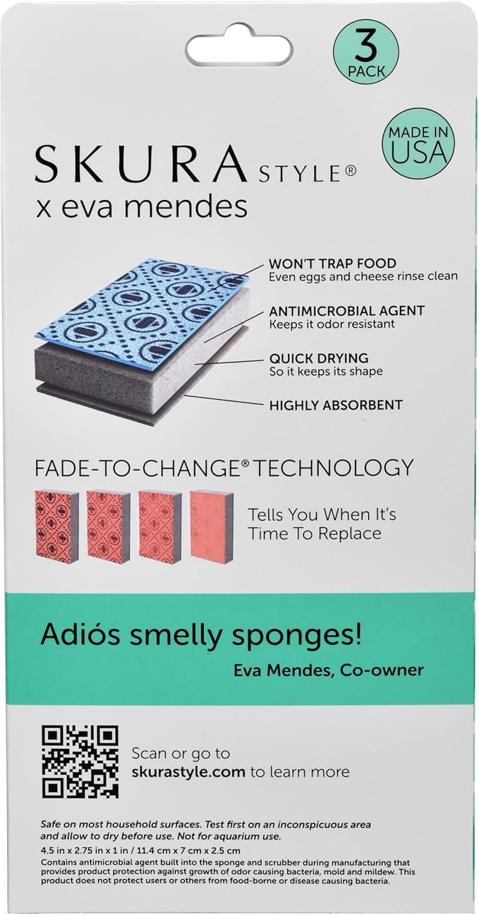 Skura Style x Eva Mendes Kitchen Dish Sponges 6 Pack, Odor Free Non-Scratch - Image 3