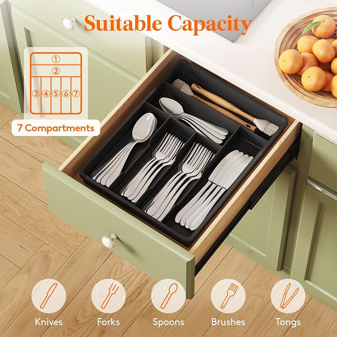 Lifewit Silverware Drawer Organizer Tray, Cutlery Storage - Image 4