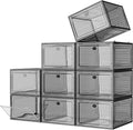 Large Thick Clear Shoe Organizer, Magnetic Door Stackable Shoe Storage Box by 7+code