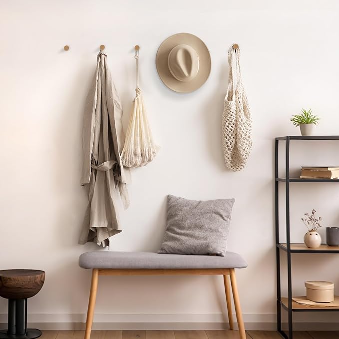 Wood Wall Hooks for Hanging, 4 Pack Rustic Coat Hooks Wall Mount, Handmade - Image 5