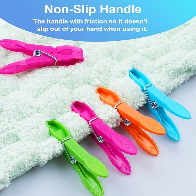 Clothes Pins, 48 Pack Colored Plastic Clothespins, Clothes Pins Heavy Duty - Image 7