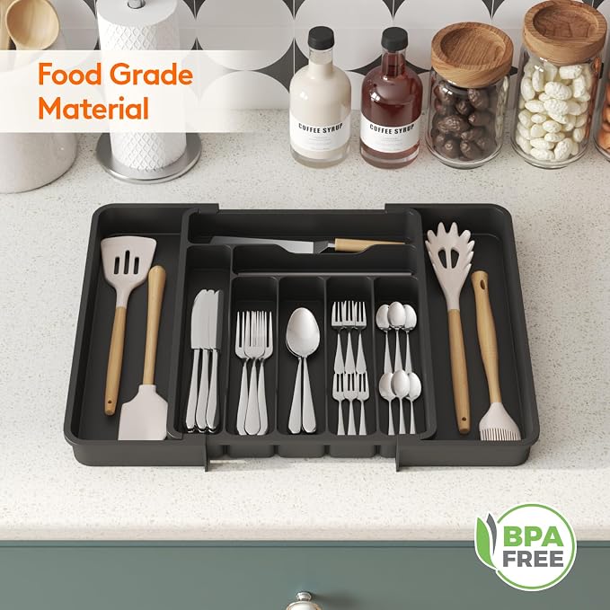 Lifewit Expandable Silverware Drawer Organizer, Kitchen Utensil Tray | BPA-free - Image 9