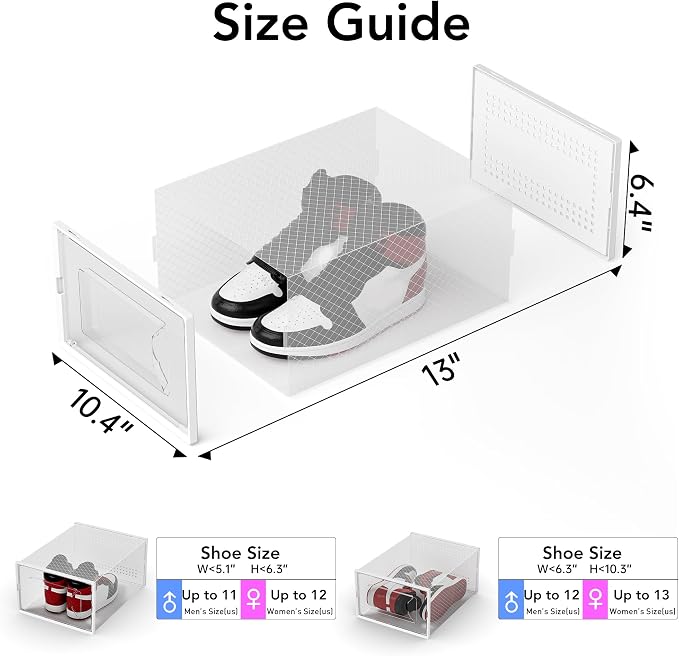 Foluck X-Large Shoe Storage Box, 15 Pack Clear Plastic Stackable Shoe Organizer - Image 2