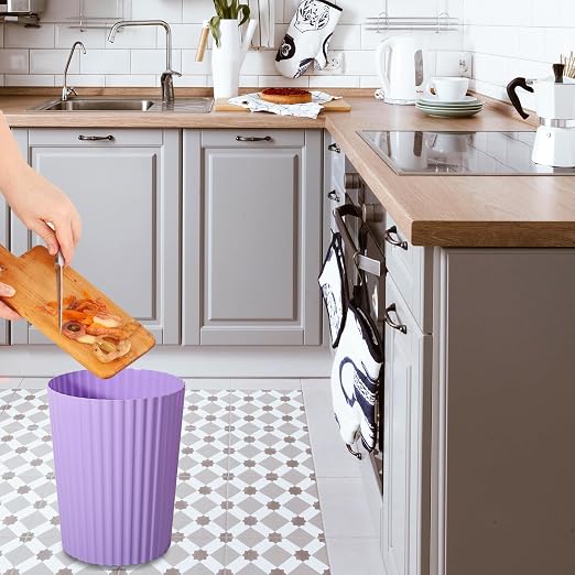 JiatuA Small Bathroom Trash Can Plastic Wastebasket Garbage Can Taro Purple | - Image 4