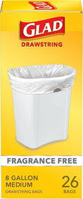 Glad Medium Trash Bags, 8 Gallon, Fragrance Free Garbage Bags by GladTrashFoodStorage