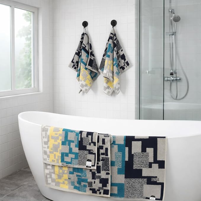 12-Pack Cotton Hand Towels for Bathroom, Hanging Loops, Geometric Pattern | - Image 9
