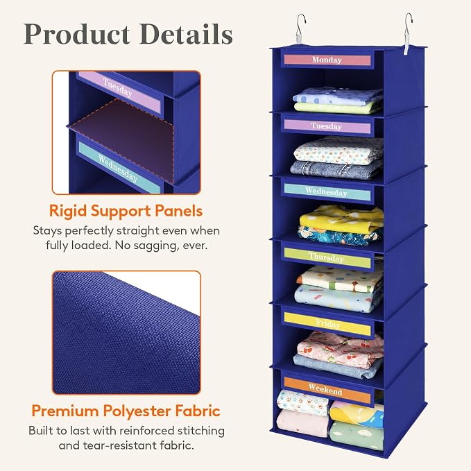 Lifewit 6 Shelf Weekly Hanging Clothes Storage Organizer - Image 2
