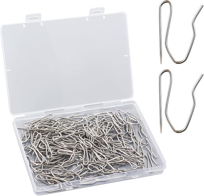100 Pack Silver Metal Curtain Hooks Pin-On Drapery Hooks, Suitable by GASRONS