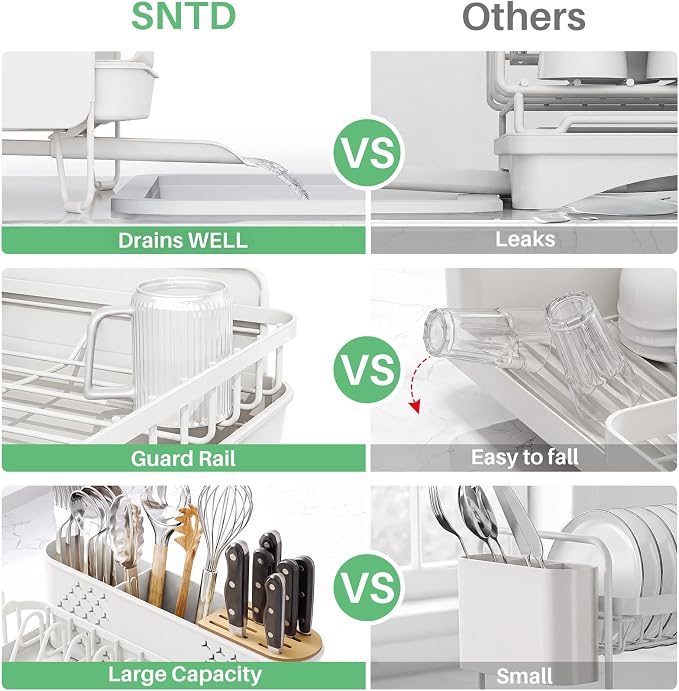 SNTD Large Dish Drying Rack for Kitchen Counter, Expandable, Adjustable Length - Image 6