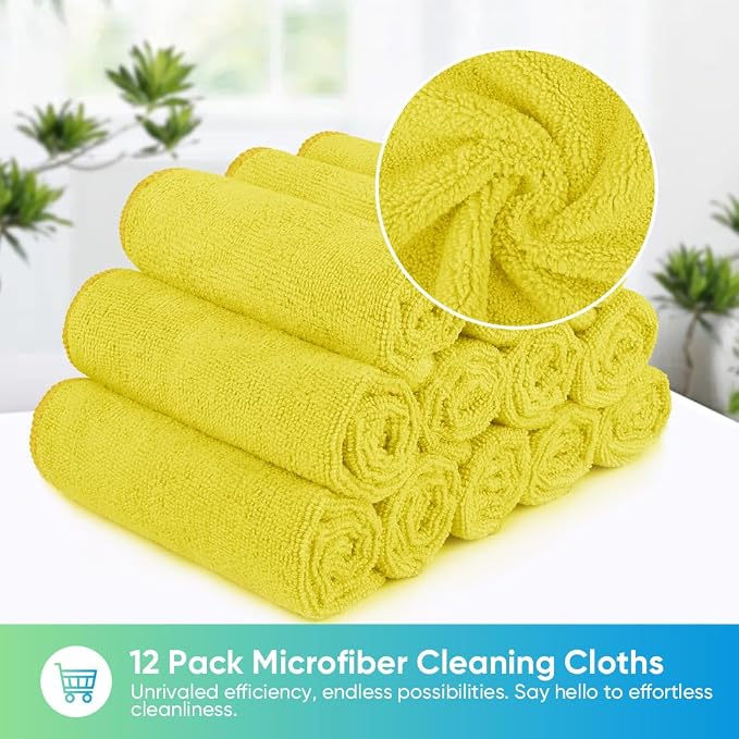 HOMEXCEL Yellow Microfiber Cleaning Cloth, 24 Pack Premium Microfiber Towels - Image 5