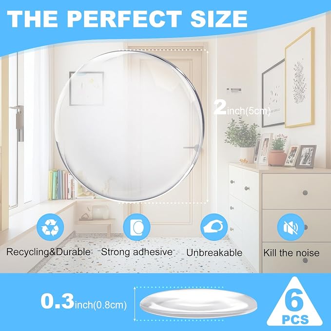 JZWBLILY Door Stoppers for Wall, Door Knob Wall Protector 2", Self Adhesive - Image 2
