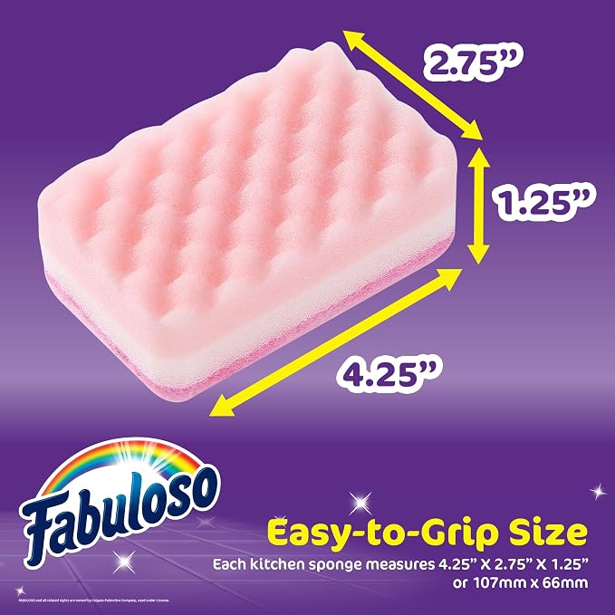 Fabuloso Scratch-Free Kitchen Dish Sponges Rainbow Cellulose Scrubber Sponge - Image 5