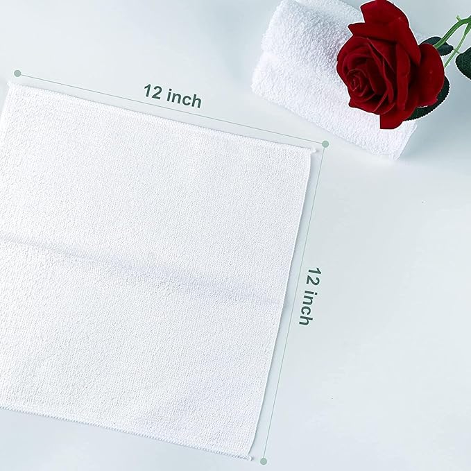 Orighty Washcloths Bulk, 100 Pack Microfiber Face Towels, 12x12 Inch White - Image 3