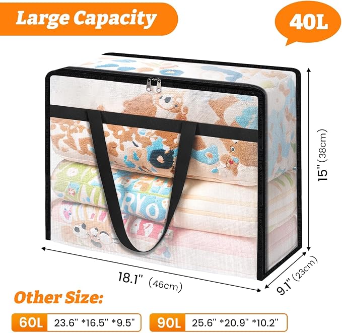 BlissTotes Moving Bags 40L 6PCS, Transparent Containers - Image 4