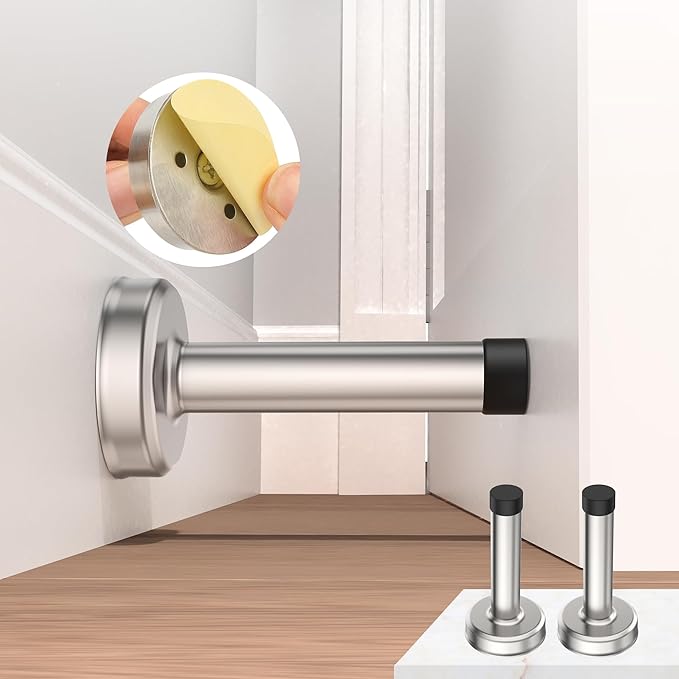 2 Pack Door Stops, 304 Stainless Steel Door Stoppers, Easy Installation by Profasion