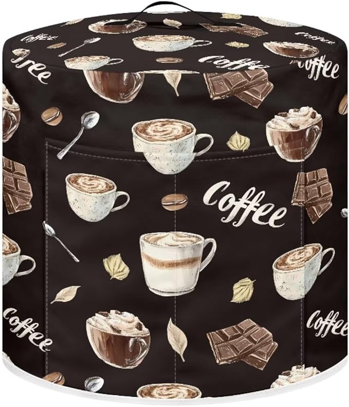 Chocolate Latte 8 Quart Pressure Cooker Dust Cover with Top Handle and Storage Pocket Kitchen Appliance Decor Air Fryer Rice Cooker Covers Machine Washable