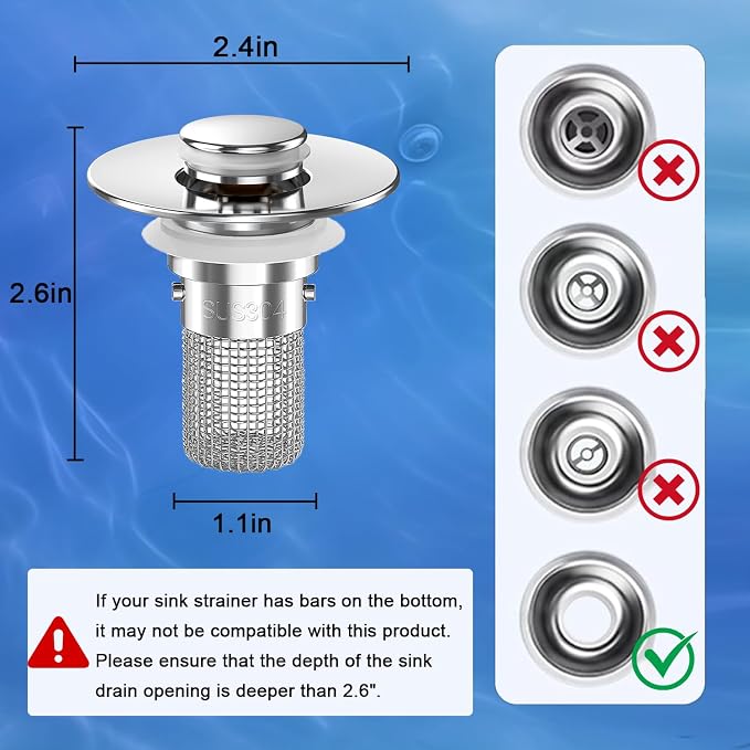Bathroom Sink Drain Strainer, Pop-up Sink Drain Strainer - Image 9