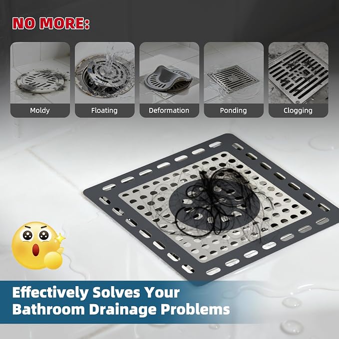 Hibbent 2 Pack Shower Drain Hair Catcher, Shower Drain Cover - Image 3