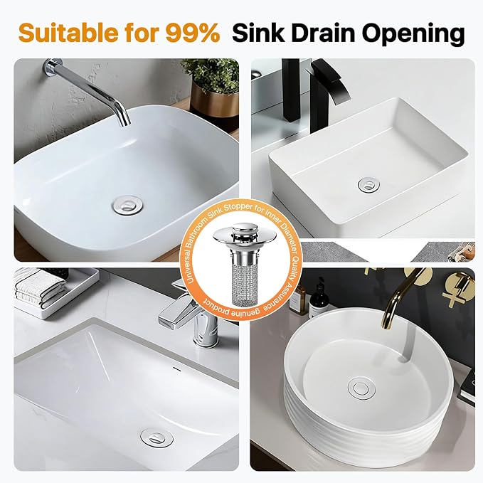 2PCS Bathroom Sink Stopper Hair Catcher, Pop Up Sink Drain Stopper - Image 5