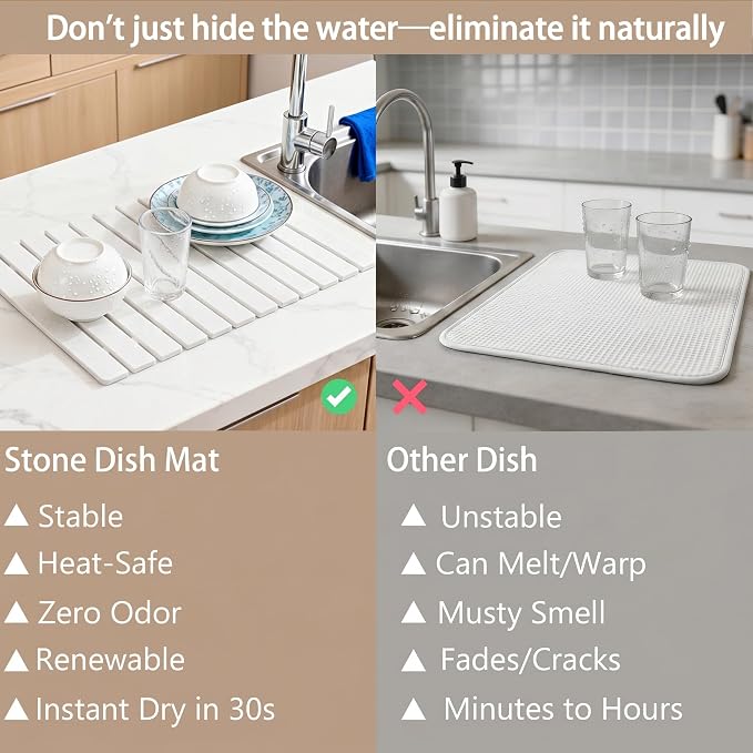 Large Stone Drying Mat for Kitchen Counter, Quick Dry stone drying mat - Image 5