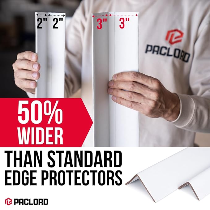 Extra-Wide 48" x 3" x 3" Reinforced Cardboard Edge Protectors (Pack of 100) – 0.225" Heavy-Duty Thickness – Cardboard Edge Protectors for Shipping – American Quality Pallet Edge Protector