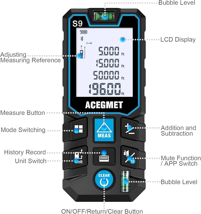 ACEGMET S9 229ft/70m Laser Measuring Tool - Image 5