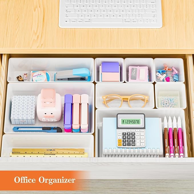 SpaceHacks 25 PCS Plastic Drawer Organizer, 4-Size Versatile Organizer Trays & - Image 7