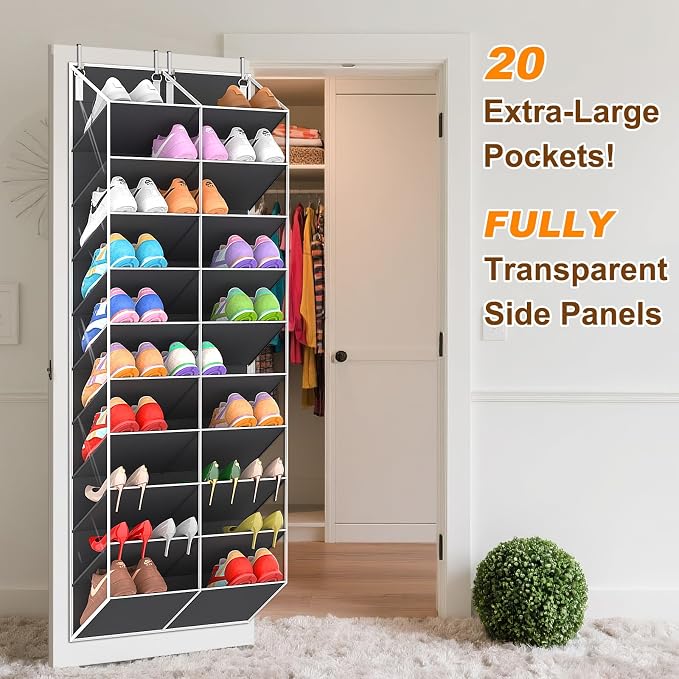 20-30 Pairs Over the Door Shoe Organizer, 10-Tier Door Shoes Rack, Handing - Image 3