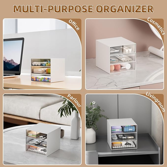 Marbrasse Desk Organizer with 4 Drawers，Office Organization, Desktop Organizer - Image 5
