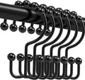 Shower Curtain Hooks, Free Sliding Double Shower Hooks by Cerpourt