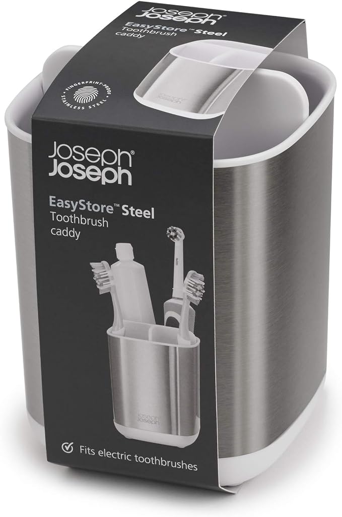 Joseph Joseph EasyStore Stainless-Steel Toothbrush Holder Bathroom Storage - Image 3