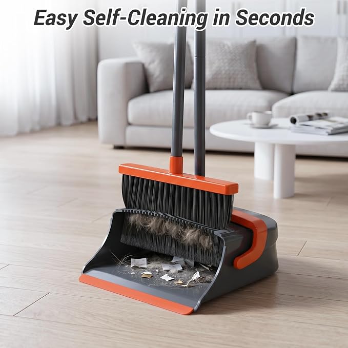 Broom with Dustpan Set for Pet Hair & Dust Cleanup - Image 5