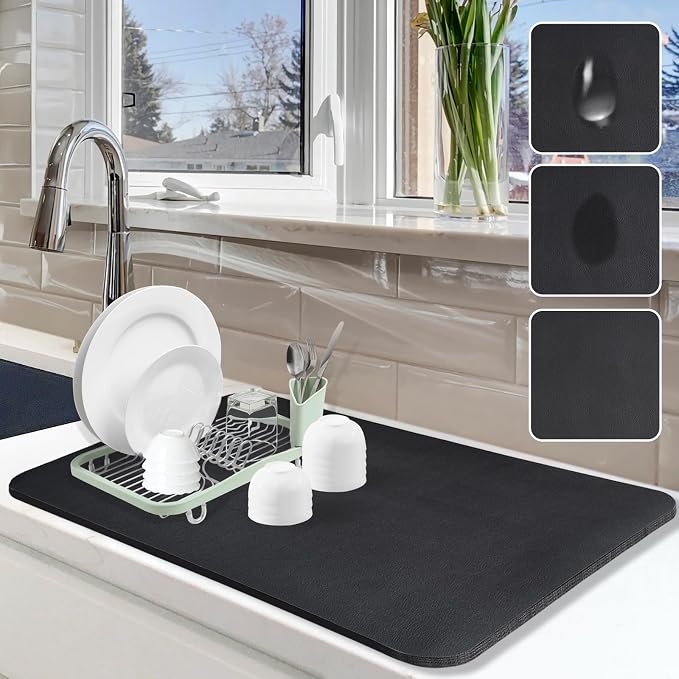 Dish Drying Mat for Kitchen Counter, Non-slip Drying Mat for Coffee Machine by Etomiel