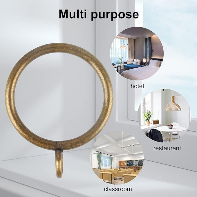 hanitronic Antique Brass Curtain Rings - Image 3