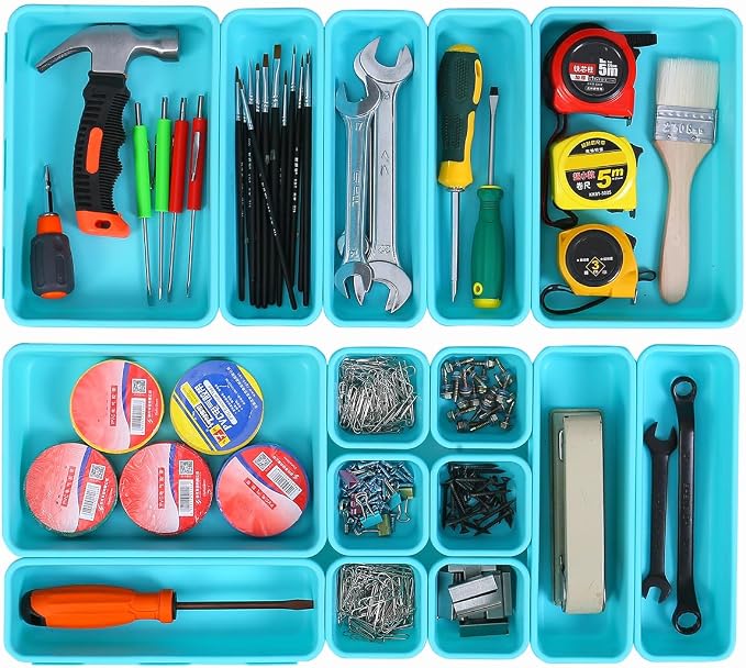 Kutesna 15PCS Interlocking Drawer Organizer, Plastic Desk Organizer Set | - Image 6