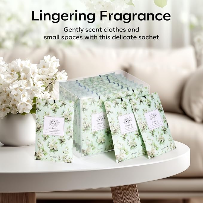 MYARO 20Pcs Jasmine Scented Sachets, Closet Deodorizer Car Air Freshener - Image 4