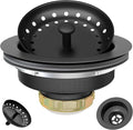 Black Sink Drain 3-1/2 Inch Matte Black Kitchen Sink Drain Strainer Assembly Kit by Exakey