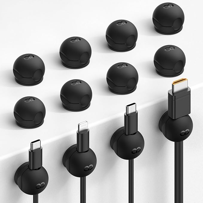 Lamicall 12 Pack Magnetic Cord Organizer, Silicone Mini Cable Clips | Desk by Lamicall