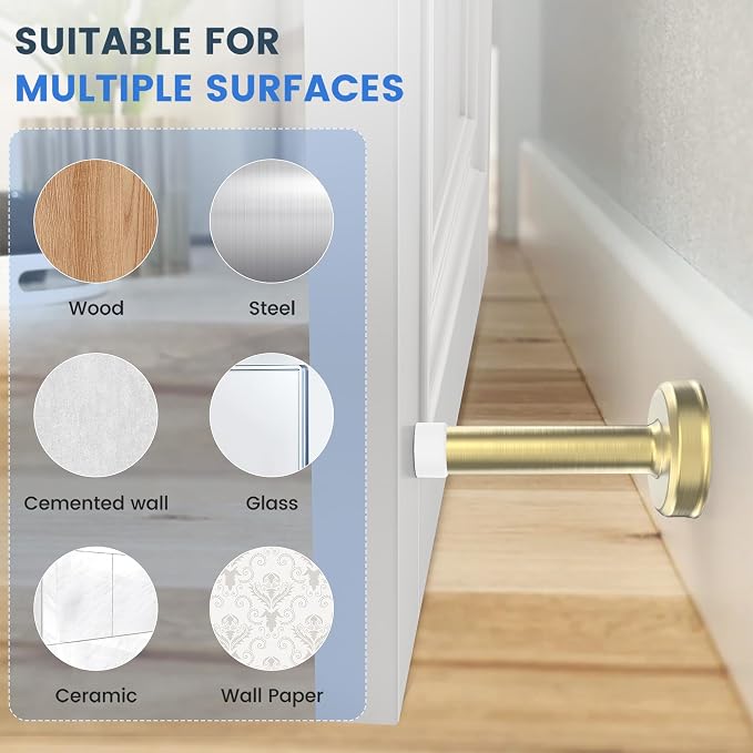 2 Pack Door Stops, Stainless Steel Door Stoppers, No Drilling Door Stops - Image 7