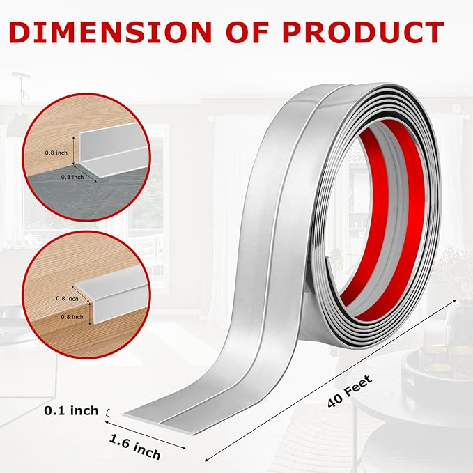 Flexible Wall Corner Protector Moulding Trim Peel and Stick Wall Corner Guards Edge Protector Self Adhesive Molding Trim Strip for Edge Ceiling (Silver, 1.6 in x 40 Ft)