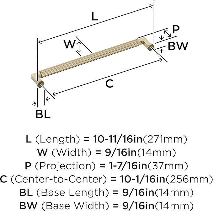 Amerock Ballard 10-1/16 inch (256mm) Center-to-Center Golden Champagne Cabinet Pull, BP37648BBZ
