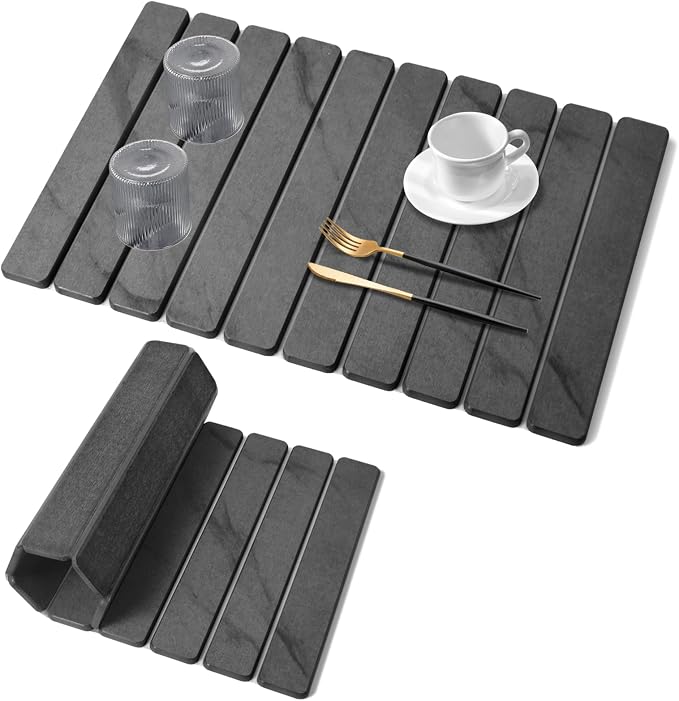 Large Stone Dish Drying Mats for Kitchen Counter, Quick Dry Collapsible Dish by Lprmnnc
