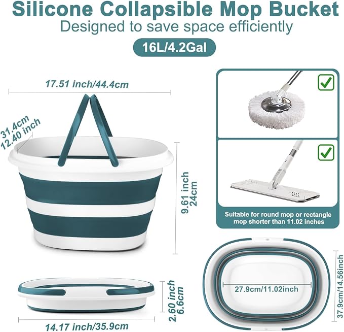 Collapsible Bucket for Cleaning, 4.2 Gallons Mop Bucket - Image 2