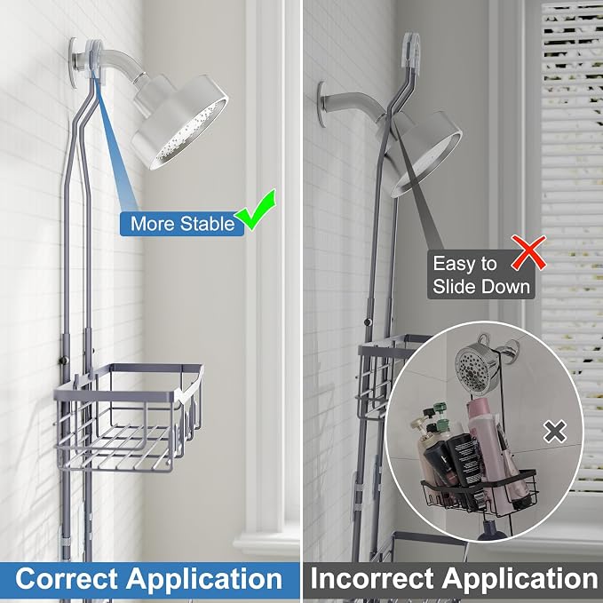Upgraded Extended Length Shower Caddy Over Showerhead No Blocking to Showerhead - Image 6